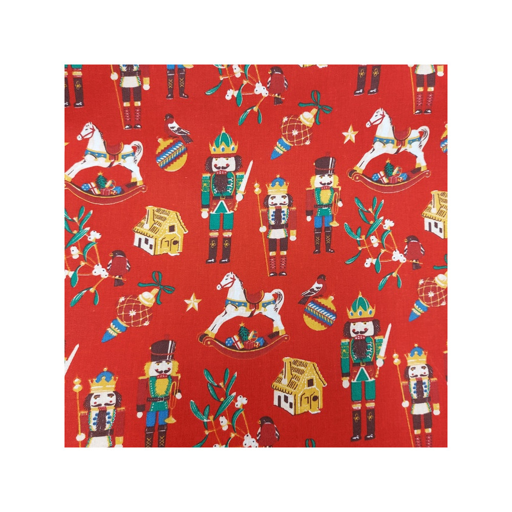 Christmas cotton print with Nutcracker color red