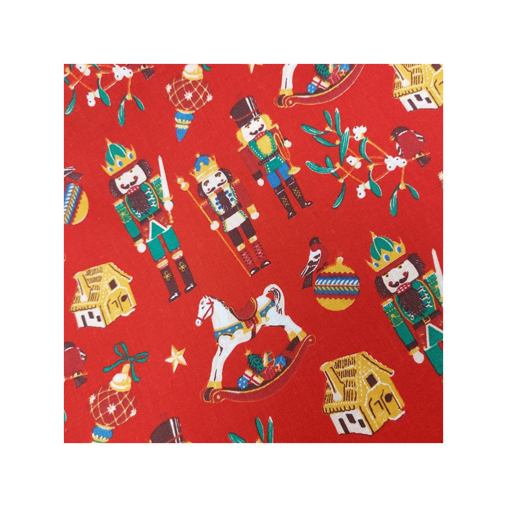Christmas cotton print with Nutcracker color red
