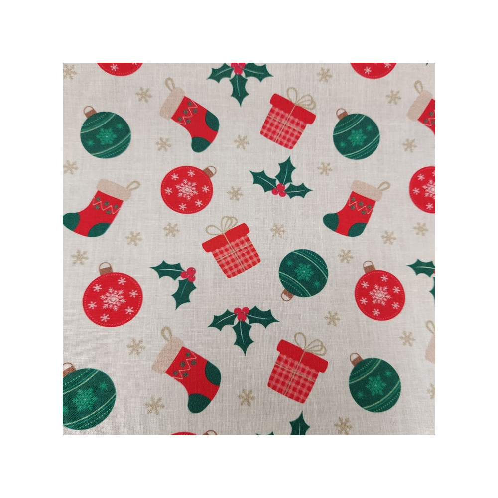 Cotton print with Christmas stocking