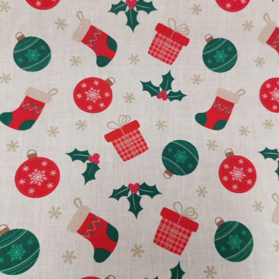 Tissu coton imprimé chaussettes de Noël