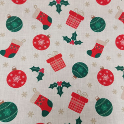 Tissu coton imprimé chaussettes de Noël