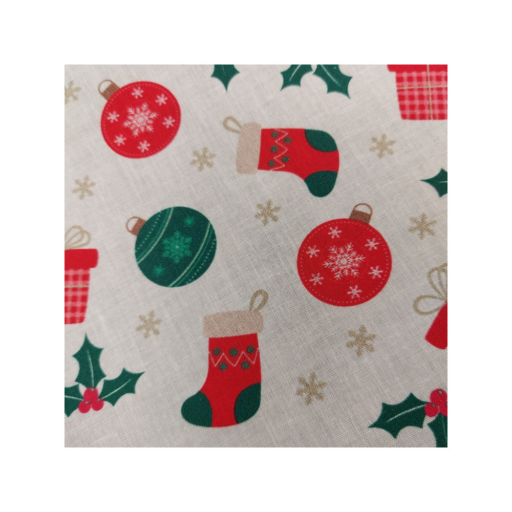 Cotton print with Christmas stocking