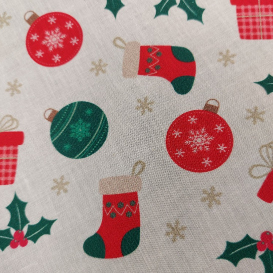 Cotton print with Christmas stocking