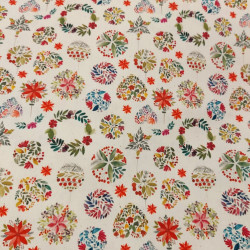 Tissu coton imprimé couronnes de Noël
