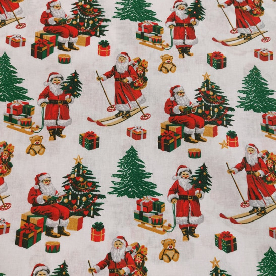 Tissu Noël Safeco coton imprimé Père Noël