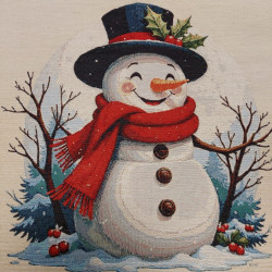 Carré gobelin de Noël avec bonhomme de neige