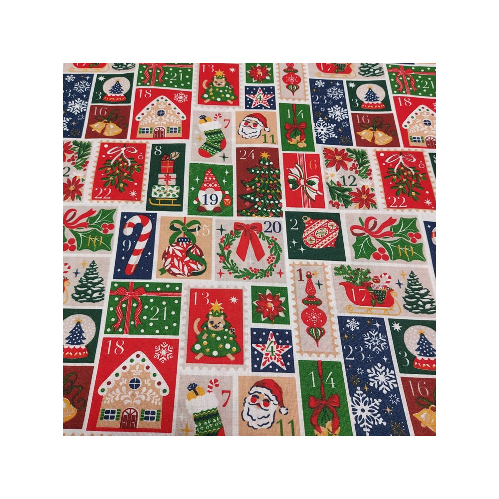Christmas cotton print with advent calendar