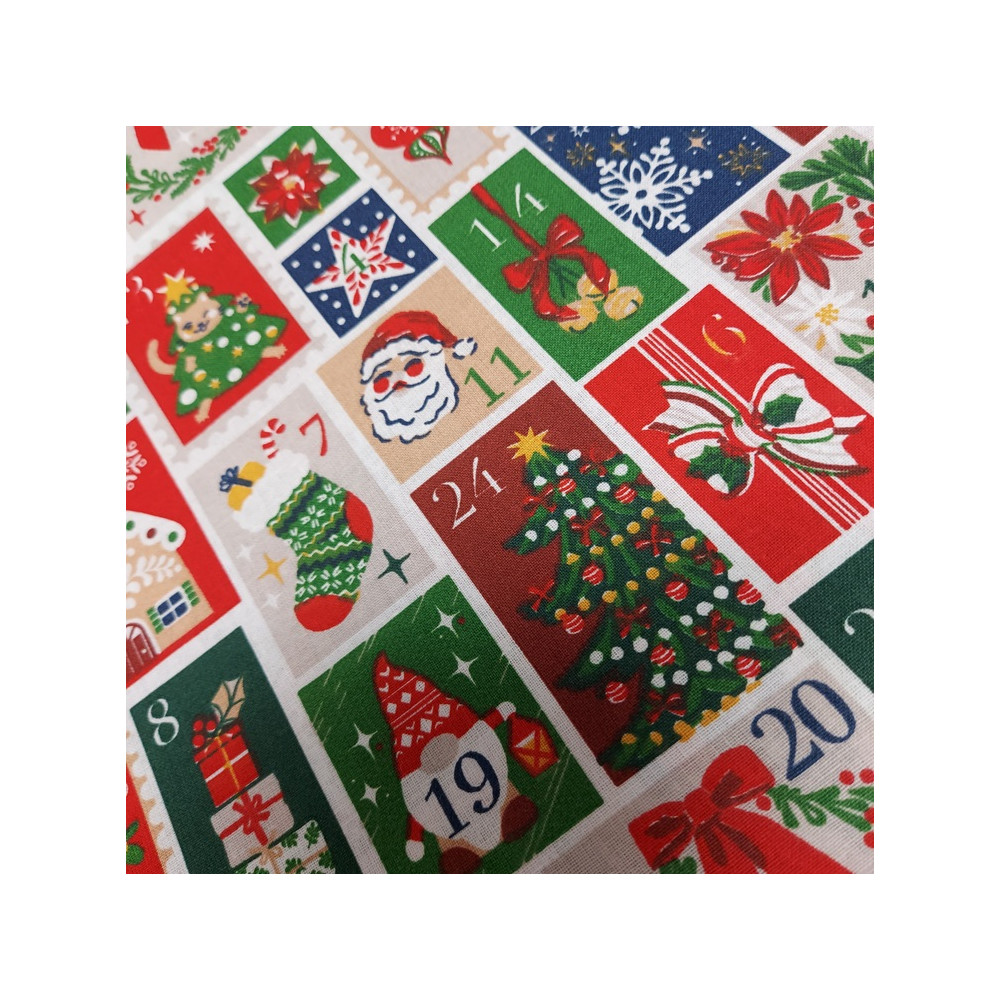 Christmas cotton print with advent calendar