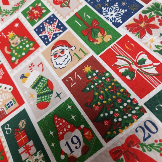 Christmas cotton print with advent calendar