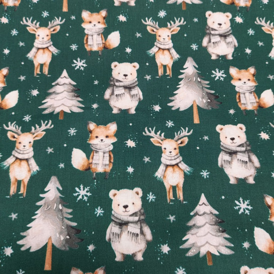 Christmas cotton print with fox