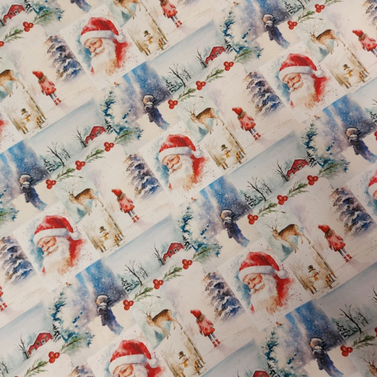 Christmas cotton print with vintage Santa Claus