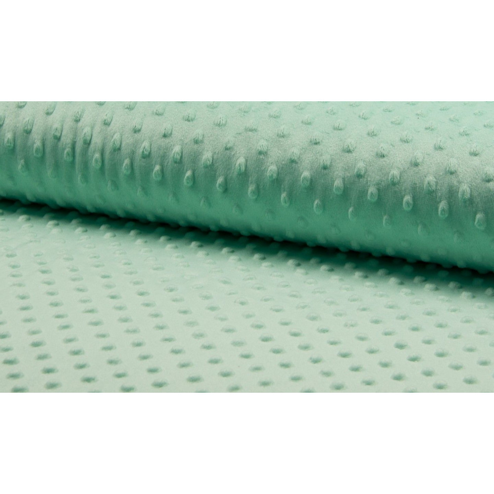 Tissu minky à pois coloris menthe