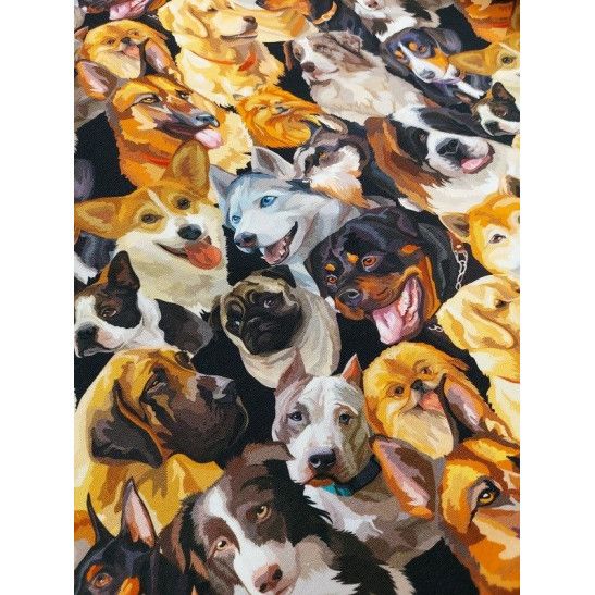 Jersey digital  printed material with dogs